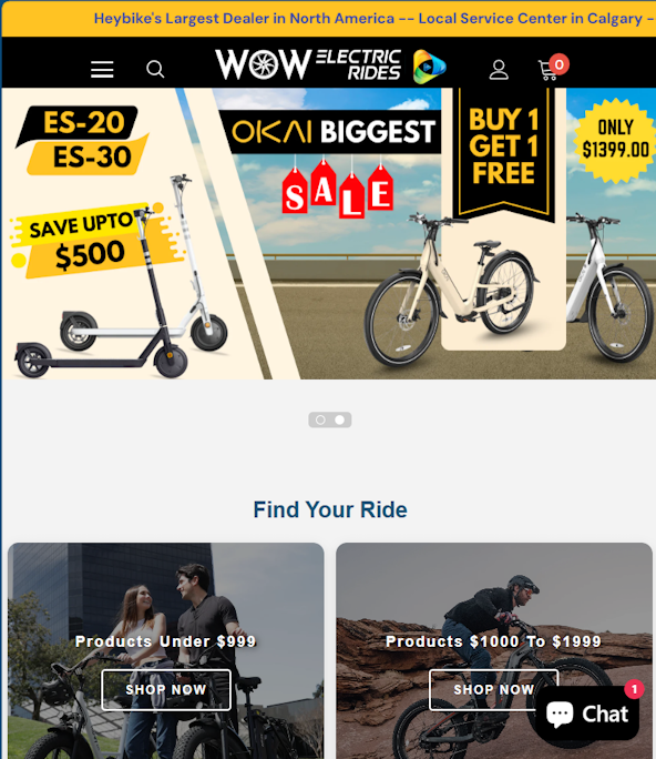 shopify store of electric bikes and escooters